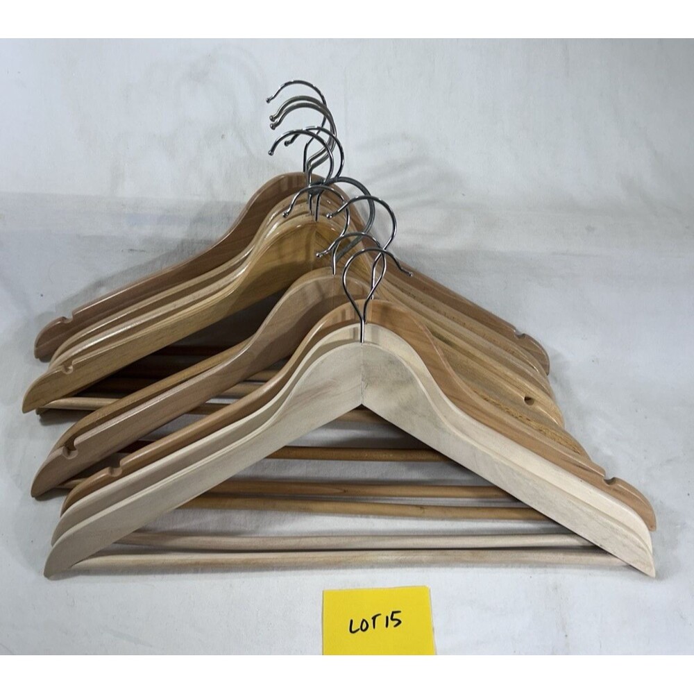 12 Vintage Wooden Clothes Hangers Natural Wood Adult Pants Bar